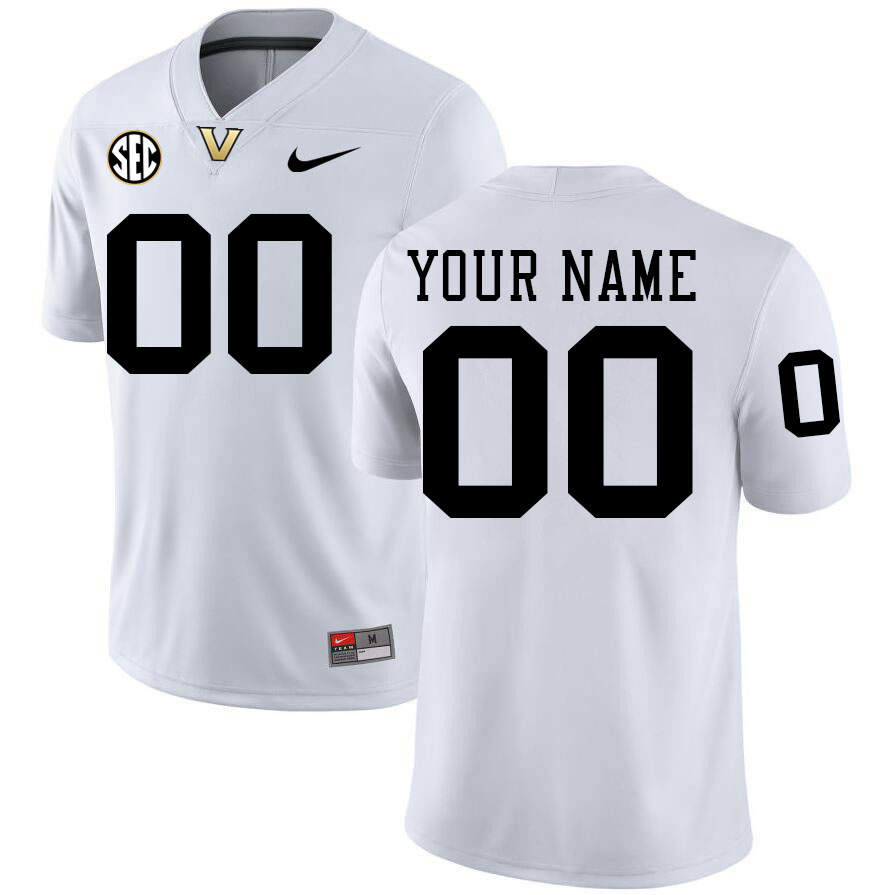 Custom Vanderbilt Commodores Name And Number Football Jersey-White Custom Vanderbilt Commodores Name And Number Football Jersey-White